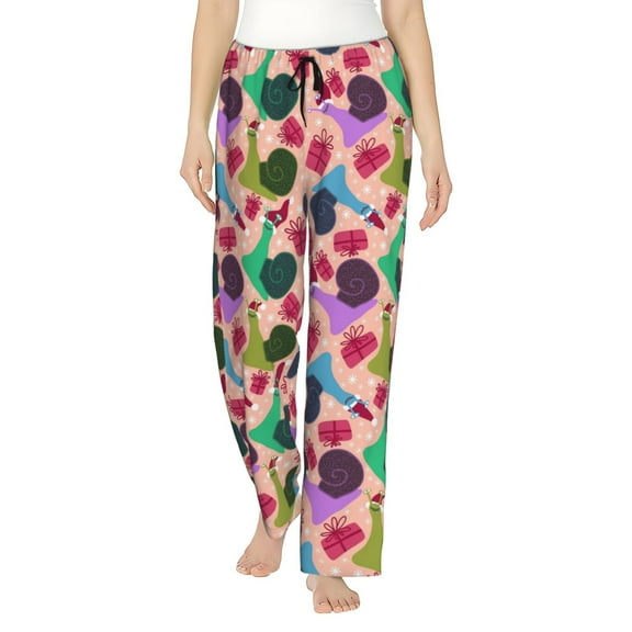 Gukieu Snails Print Women's Home Trousers, with Pockets and Drawstring Pajamas, Home Pajamas, Sleepwear-Medium