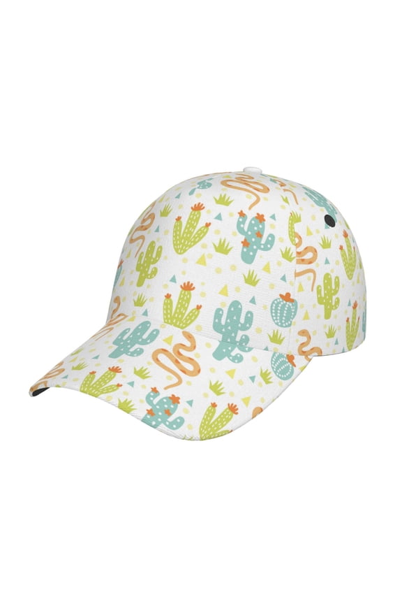 Snake And Cactus Prin Baseball Cap, Adjustable Sweat-wicking Daily,Travel, Sports Cap, Unisex
