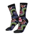 thumbnail image 1 of Gukieu Snake And Flower Print Contrast Color Mid-calf Socks, Sweat-wicking Athletic Socks, Unisex Clothing Accessories, 1 of 6