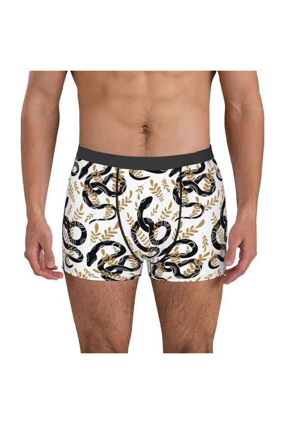 Snake Print Men's Boxer Briefs, High Elastic Moisture Wicking Boxer Briefs Underwear-Small