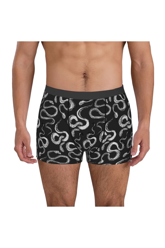 Snake Print Men's Boxer Briefs, High Elastic Moisture Wicking Boxer Briefs Underwear-XX-Large