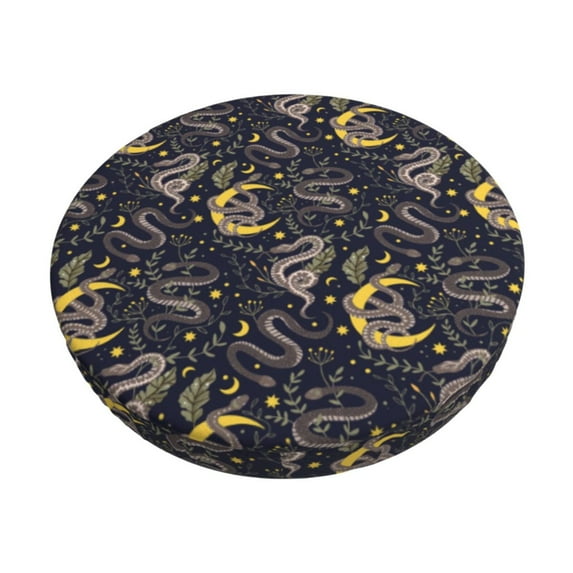 Gukieu Snake Sleep Print Round Chair Cover, Dust-proof and Non-slip Bar Chair Protective Cover, Suitable for Bars, Restaurants, Offices-12 inch