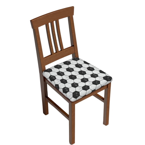 Gukieu Soccer Print Square Cushion Cover, Elastic Strap Chair Protector, Suitable for Family Restaurant, Hotel Banquet Decorations-Two Pieces