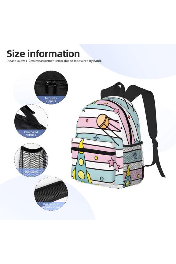 Space Doodle Print Backpack, Waterproof Backpack with Adjustable Shoulder Straps, Suitable for Campus, Business, Travel, Unisex