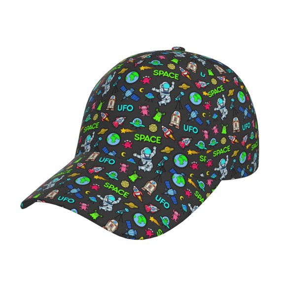 Gukieu Space Rocket Cosmonaut Planets Prin Baseball Cap, Adjustable Sweat-wicking Daily,Travel, Sports Cap, Unisex