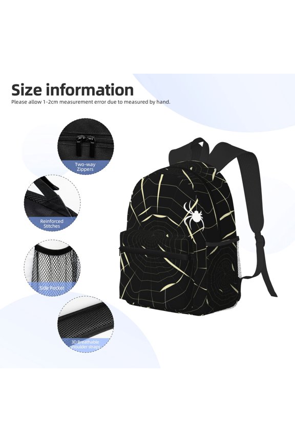 Spiders On The Web Print Backpack, Waterproof Backpack with Adjustable Shoulder Straps, Suitable for Campus, Business, Travel, Unisex