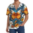 thumbnail image 1 of Gukieu Spring Butterfly Flowers Print Men's Short-sleeved Shirts, Button-down Pocket Shirts, T-shirts, Beach Vacation Travel Summer Clothing-4X-Large, 1 of 5