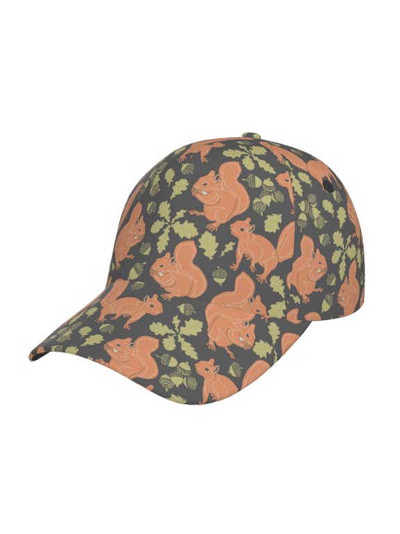 Squirrel And Nuts Prin Baseball Cap, Adjustable Sweat-wicking Daily,Travel, Sports Cap, Unisex