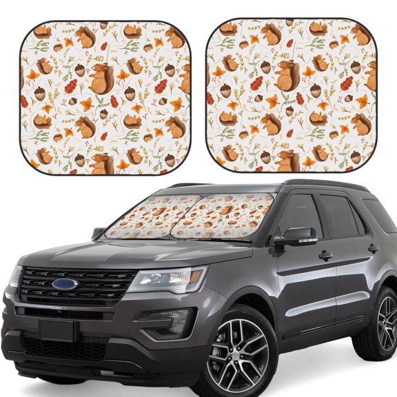 Gukieu Squirrel Print Car Windshield Sun Visor, Foldable Anti-UV Car Sun Visor Suitable for Vans, Trucks Car Accessories-Large