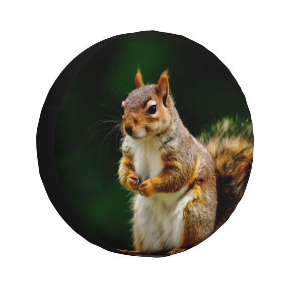 Gukieu Squirrels Eating Peanuts On The Tree Print Car Tire Cover, Adjustable Waterproof and Dustproof Tire Protection Cover, Suitable for SUV, Truck, Van-17 inch