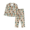 thumbnail image 1 of Gukieu Squirrels and Trees Print Women's Long Sleeve Pajama Set, Button Top Elastic Pocket Pajama Pants Two Piece Set Home Wear-Large, 1 of 7