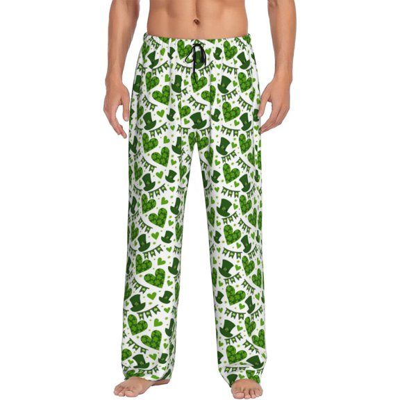 Gukieu St. Patrick's Day Print Men's Home Trousers, Elastic Drawstring Home Pajamas Clothing Suitable for Adult Men-XX-Large