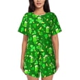thumbnail image 1 of Gukieu St Patrick's Day2 Print Women's Short-sleeved Pajama Set, Round Neck Button Top Elastic Shorts 2-piece Set, Summer Home Leisure Clothing-4X-Large, 1 of 6