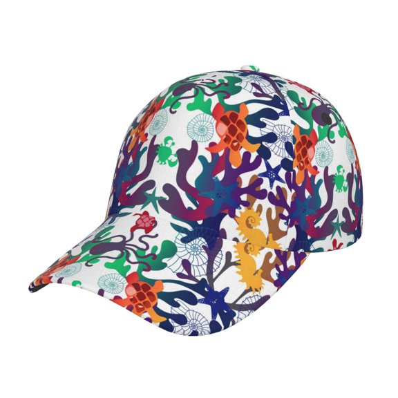 Gukieu Starfish And Turtle Prin Baseball Cap, Adjustable Sweat-wicking Daily,Travel, Sports Cap, Unisex