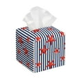 thumbnail image 1 of Gukieu Starfish Navy Blue Stripe Print Leather Tissue Box, PVC Waterproof Velcro Opening and Closing Square Tissue Box Holder, Suitable for Home and Office Decoration, 1 of 7