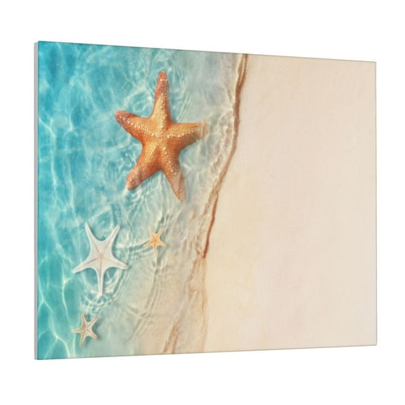 Gukieu Starfish On The Sand Beach Print Canvas Decorative Hanging Painting, Waterproof Art Wall Decoration with Frame, Suitable for Living Room, Bedroom