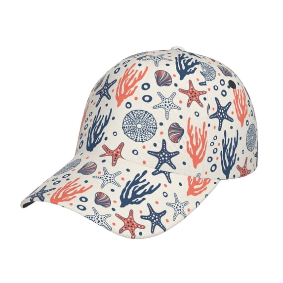 Gukieu Starfish Shell Prin Baseball Cap, Adjustable Sweat-wicking Daily,Travel, Sports Cap, Unisex