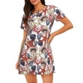 thumbnail image 1 of Gukieu Starfish Shell Print Women's Nightgown, A-line Round Neck Short-sleeved Nightgown Pajamas Home Wear Suitable for Home and Outing, 1 of 6