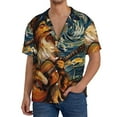 thumbnail image 1 of Gukieu Starry Night Guitar Dog Print Men's Short-sleeved Shirts, Button-down Pocket Shirts, T-shirts, Beach Vacation Travel Summer Clothing-Large, 1 of 5