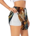 thumbnail image 1 of Gukieu Starry Night Guitar Dog Print Women's Sports Shorts with Drawstring Elastic Waistband for Running, Yoga, Fitness-Large, 1 of 7