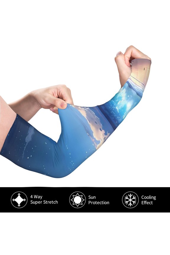 Starry Night Ocean View for Adult Ice Silk Sun Protection Arm Sleeves, Moisture Wicking, UV Protection Outdoor Sports Arm Sleeves, Unisex