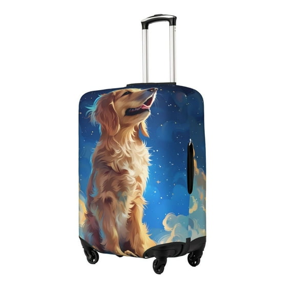 Gukieu Starry Sky Cloud Dog Print Suitcase Protective Cover, Elastic Zipper Buckle Suitcase Protective Cover, Suitable for Travel, Business Trip-Small
