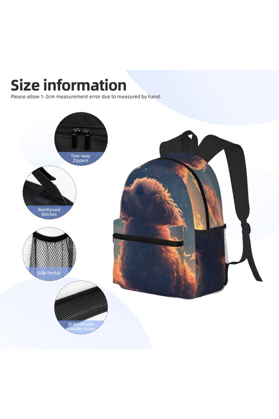 Starry Sky Cloud Puppy Print Backpack, Waterproof Backpack with Adjustable Shoulder Straps, Suitable for Campus, Business, Travel, Unisex