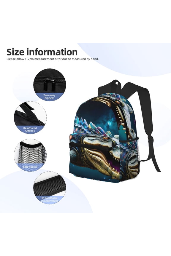 Starry Sky Colorful Crocodile Print Backpack, Waterproof Backpack with Adjustable Shoulder Straps, Suitable for Campus, Business, Travel, Unisex