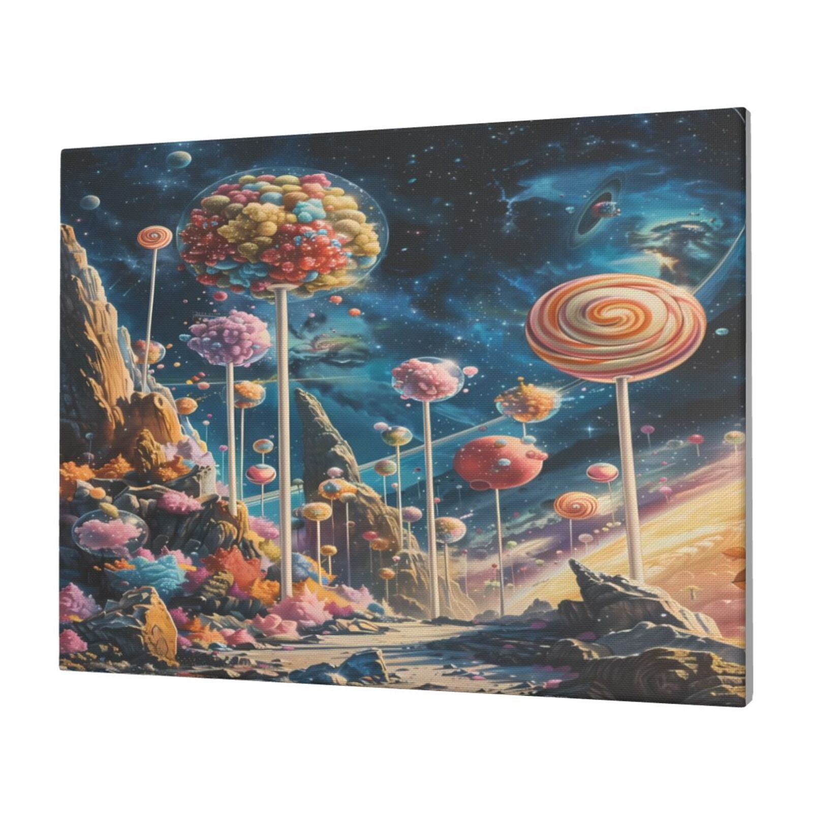 Gukieu Starry Sky Planet Lollipop Print Horizontal Canvas Decorative ...