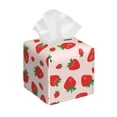 thumbnail image 1 of Gukieu Strawberries Print Leather Tissue Box, PVC Waterproof Velcro Opening and Closing Square Tissue Box Holder, Suitable for Home and Office Decoration, 1 of 7