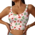 thumbnail image 1 of Gukieu Strawberry And Flowers Print Women's Sports Vest, Low-neck U-shaped Removable Pad Sports Bra for Yoga, Exercise, Dance-Medium, 1 of 8
