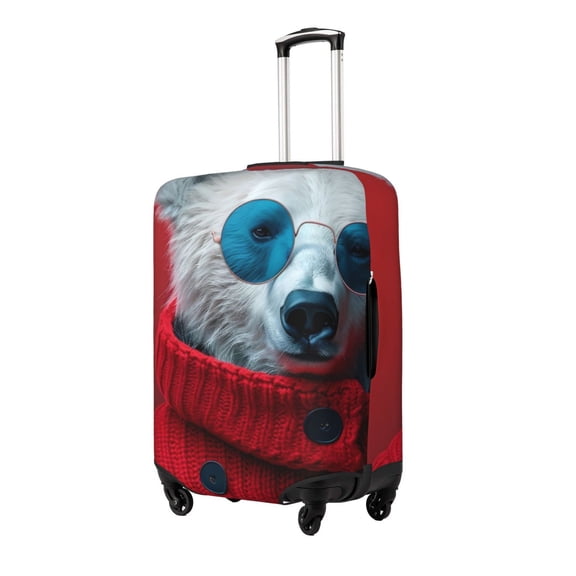 Gukieu Stylish Polar Bear Sunglasses Print Suitcase Protective Cover, Elastic Zipper Buckle Suitcase Protective Cover, Suitable for Travel, Business Trip-X-Large