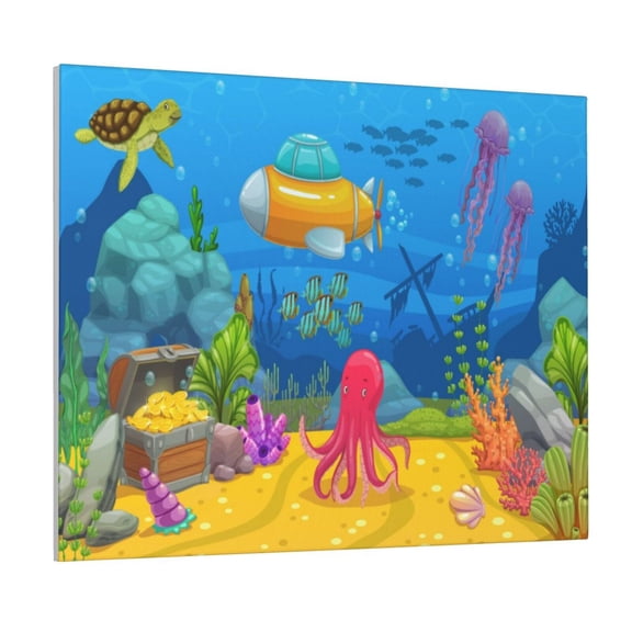 Gukieu Submarine And Landscape Print Canvas Decorative Hanging Painting, Waterproof Art Wall Decoration with Frame, Suitable for Living Room, Bedroom