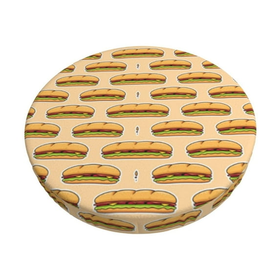 Gukieu Submarine Sub Sandwich Print Round Chair Cover, Dust-proof and Non-slip Bar Chair Protective Cover, Suitable for Bars, Restaurants, Offices-13 inch