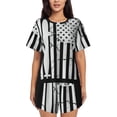 thumbnail image 1 of Gukieu Submarine Vintage Flag Print Women's Short-sleeved Pajama Set, Round Neck Button Top Elastic Shorts 2-piece Set, Summer Home Leisure Clothing-4X-Large, 1 of 6