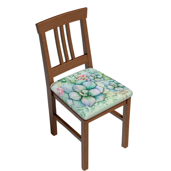 Gukieu Succulent Print Square Cushion Cover, Elastic Strap Chair Protector, Suitable for Family Restaurant, Hotel Banquet Decorations-Six Piece