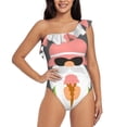 thumbnail image 1 of Gukieu Summer Gnome 1 Print One-shoulder Ruffled One-piece Swimsuit with Removable Chest Pads and Tummy-control Swimsuit for Women-Medium, 1 of 6