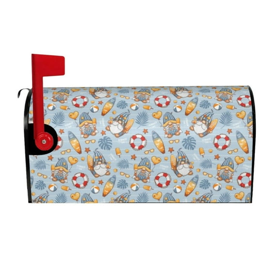 Gukieu Summer Time With Gnome Print Magnetic Mailbox Cover, Sun-proof and Waterproof Home Yard Mailbox Cover-21x18 in