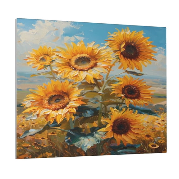 Gukieu Sunflower Field Art Print Canvas Decorative Hanging Painting, Waterproof Art Wall Decoration with Frame, Suitable for Living Room, Bedroom