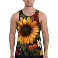 thumbnail image 1 of Gukieu Sunflower Floral Butterfly Print Men's Quick Dry Fitness Vest, Round Neck Sleeveless Fitness Bodybuilding Top-Medium, 1 of 7