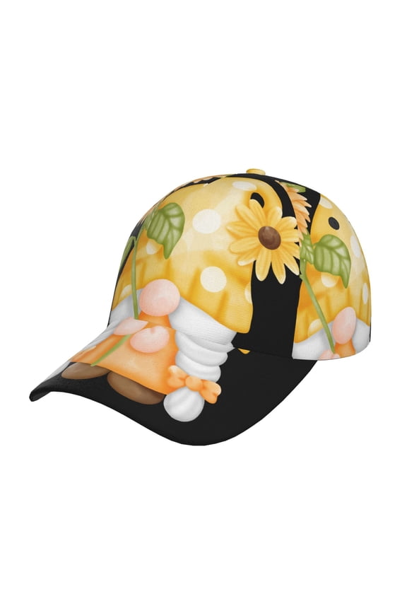 Sunflower Gnomes 3 Prin Baseball Cap, Adjustable Sweat-wicking Daily,Travel, Sports Cap, Unisex