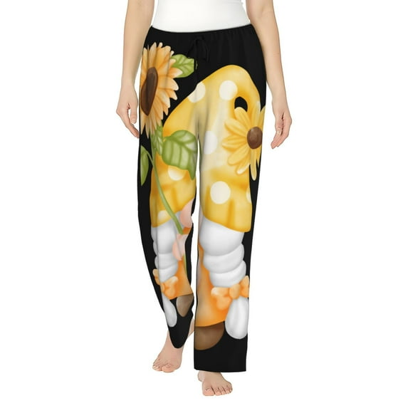 Gukieu Sunflower Gnomes 3 Print Women's Home Trousers, with Pockets and Drawstring Pajamas, Home Pajamas, Sleepwear-Large