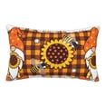 thumbnail image 1 of Gukieu Sunflower Gnomes and Bees Print Plush Pillow Cover, Hidden Zipper Pillow Protector without Pillow Core, Suitable for Bedroom, Office, Car Decoration-14"x20", 1 of 6