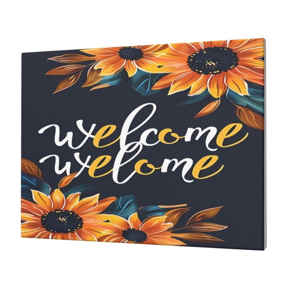 Gukieu Sunflower Welcome A Print Horizontal Canvas Decorative Painting 12x16 Inch Shrinkage Resistant Frame Hanging Home Wall Art Decor