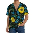 thumbnail image 1 of Gukieu Sunflowers And Blue Flower Print Men's Short-sleeved Shirts, Button-down Pocket Shirts, T-shirts, Beach Vacation Travel Summer Clothing-Medium, 1 of 5