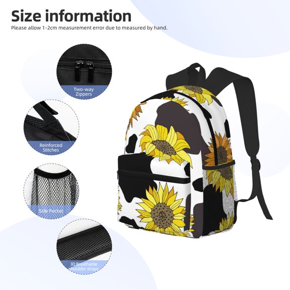 Gukieu Sunflowers Country Print Backpack, Waterproof Backpack with Adjustable Shoulder Straps, Suitable for Campus, Business, Travel, Unisex