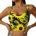 thumbnail image 1 of Gukieu Sunflowers In Vintage Print Women's Sports Vest, Low-neck U-shaped Removable Pad Sports Bra for Yoga, Exercise, Dance-Medium, 1 of 8