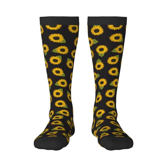 Gukieu Sunflowers Print Contrast Color Stockings, Elastic Sports Socks Warm Socks Clothing Accessories, Adult Unisex