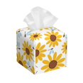 thumbnail image 1 of Gukieu Sunflowers Print Leather Tissue Box, PVC Waterproof Velcro Opening and Closing Square Tissue Box Holder, Suitable for Home and Office Decoration, 1 of 7