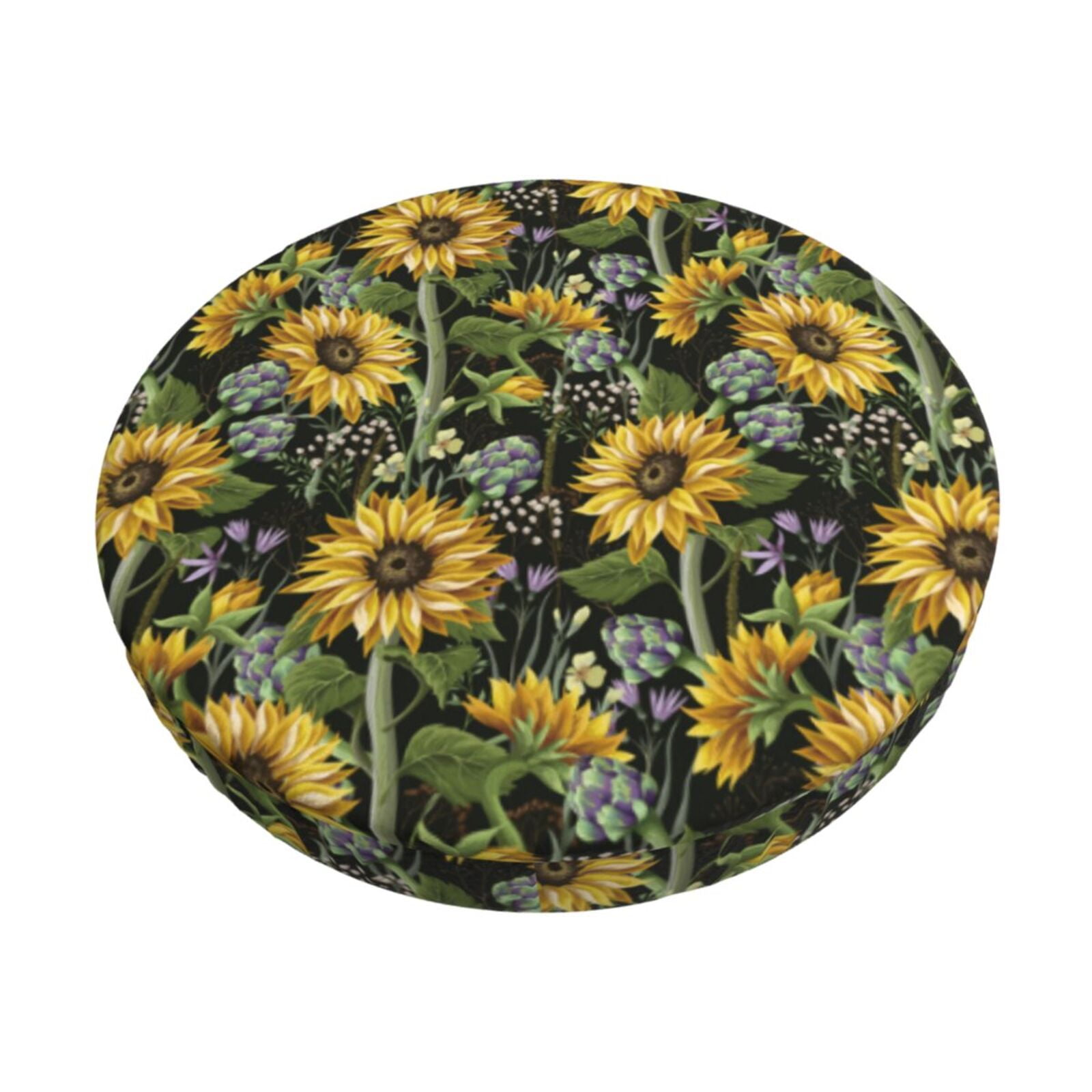 Gukieu Sunflowers Print Round Chair Cover, Dustproof and Nonslip Bar